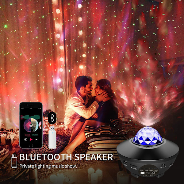 LED Stjernehimmel-projektor med fjernkontroll, Galaxy Light 3 i 1, Stjernelys-projektor med Bluetooth-høyttaler for barn og voksne, bursdagsfest