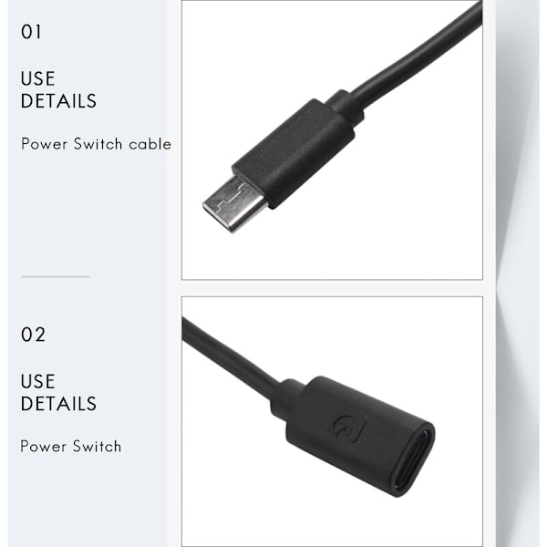 USB Type C strömbrytare med manlig indikator till USB-C förlängningskabelbrytare för 4B