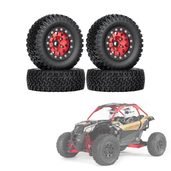 4 kpl 76 mm 1,55 metalli Beadlock vanteet renkaat sarja 1/10 RC Crawler auto Axial Jr D90, punainen musta reuna