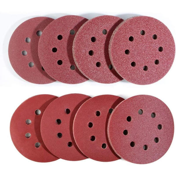 80-pack Slippapper för Excentrisk Slip, (Ø125mm Slippappersats), 10 x 40/60/80/120/180/240/320/400 för Random Orbital Slip