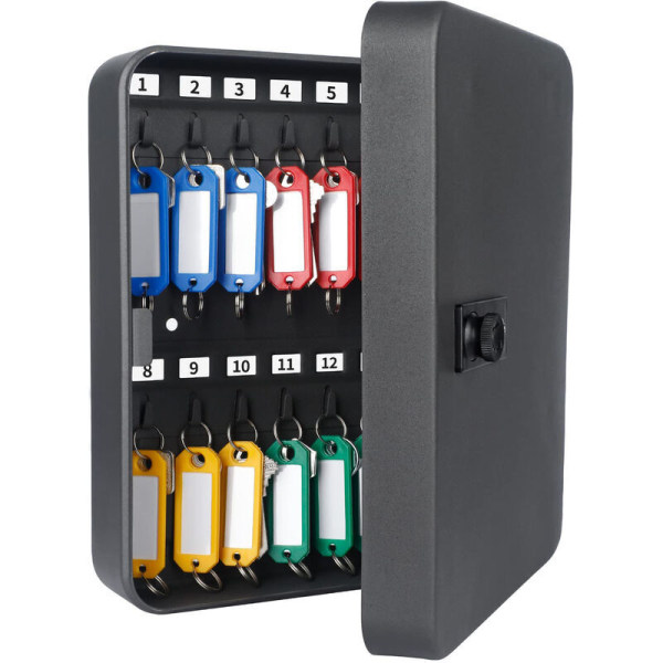Nyckelskåp med 28 nycklar stål med organizer med återställbar kod digitalbox och 4-färgsnyckelring--