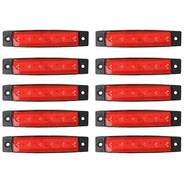 10X 12V Röd LED Sidomarkeringsljus Indikatorlampa Strip Lastbil Släp