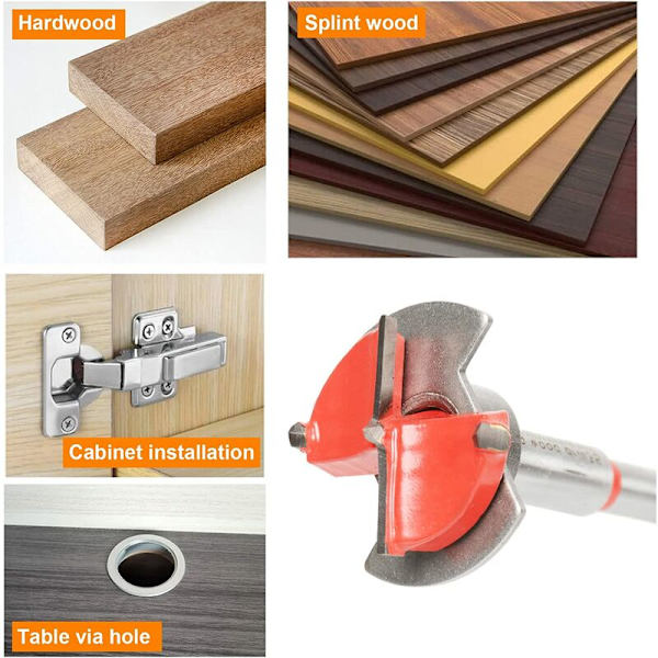 Hinge Jig Borrguide Set, 35mm Dolda gångjärnshål Borrguide Bits Set Gångjärnshål Fräs för Dörr Kök Skåp Skåp Gångjärn