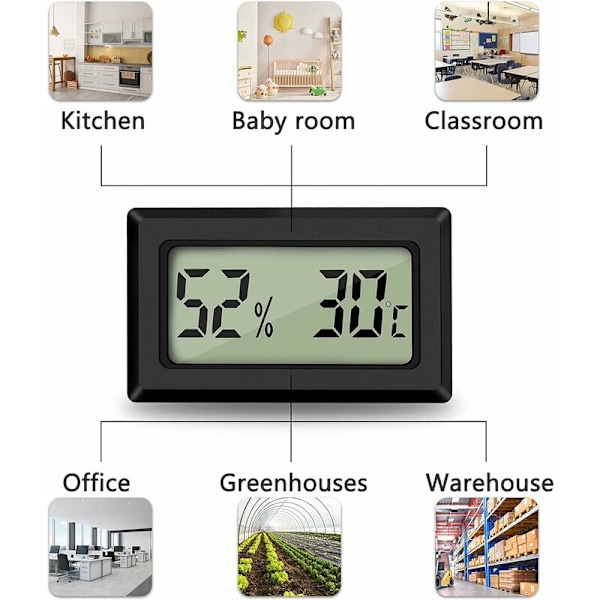 Mini Bärbar Hygrometer Termometer - -50 70℃ Temperaturintervall - 10% 99% RH - 4st