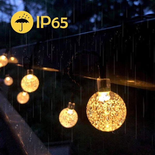 Solcellsstränglampor, 7M/23ft 50 LED Vattentäta Kristallkula Stränglampor Dekorativa Lampor för Inomhus Utomhus Trädgårdsfest Patio Party Bröllop 8 Månader