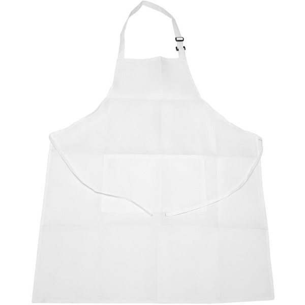 4-pack haklappar med 2 fickor Justerbar kökskockförkläde för kvinnor och män, vit