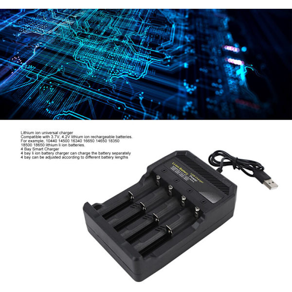 18650 Batteriladdare Oberoende Laddning 4 Fack Universal Smart Batteriladdare för 10440 14500 16340 16650 14650 18350 18500 18650 Litiumjonbatteri