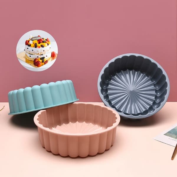 Silikone Rund Kageform Kageform Svampe Flan Form DIY Bageforme Dekorationsværktøjer C