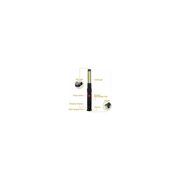 Laderbar LED arbeidslys Verksted lommelykt LED arbeidslys med magnetisk base Inspeksjonslampe for fotturer Camping.4.8x15cm