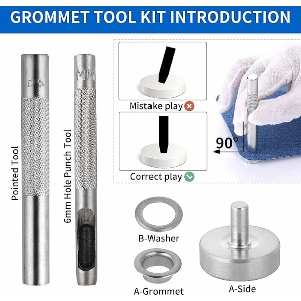 100 stycken öljetter med öljetter, metallöljetter, öljetter för presenningar, självslående öljetter och presenningtillbehör, lämpliga för skor, kläder,