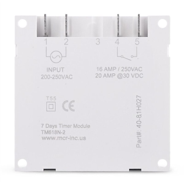 Tm618N-2 1,6 tommers LCD digital 220V AC 7-dagers programmerbar tidtakerbryter med relé innebygd og nedtellingsfunksjon