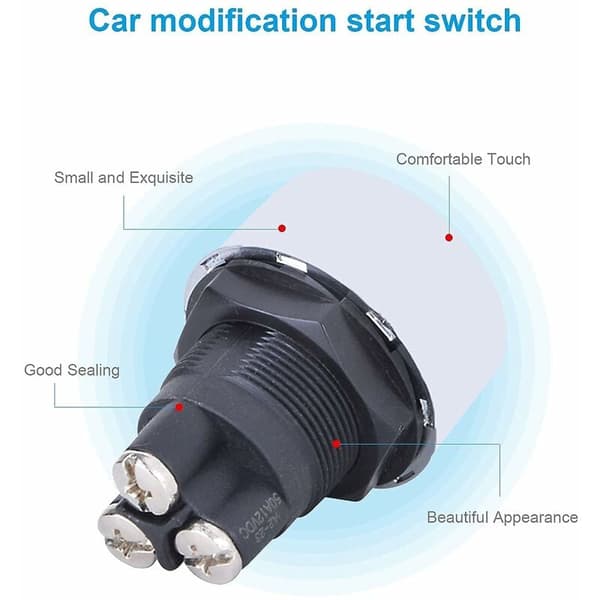 Motorstartknapp Multifunksjonell trykknappbryter DC 12V 50A Tenningsstarter for bil (rød)