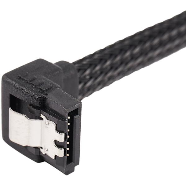 50CM SATA 3.0 III SATA3 7-stifts SSD-datakabel Höger vinkel 6Gb/s Hårddisk-datakabel med nylonhölje (Svart)