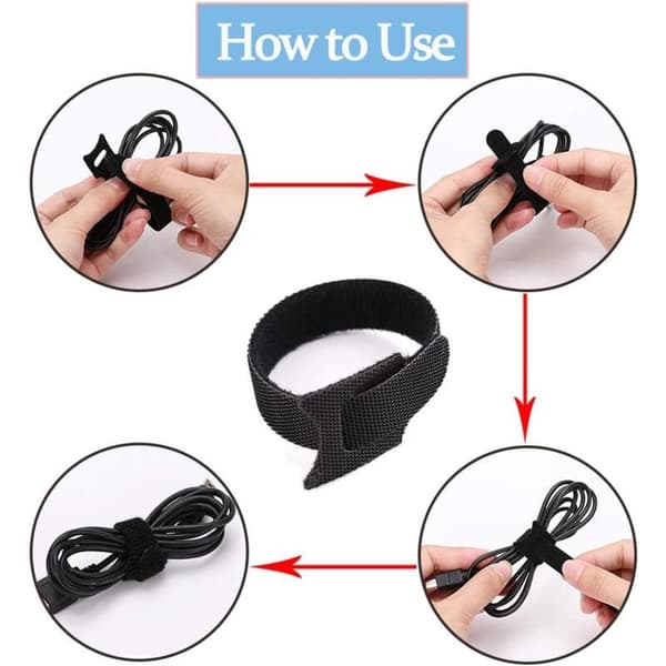 100 stk. kabelbindere, kabelbindere, genanvendelige kabelopbevaringsstropper og ledninger, velcro, sort