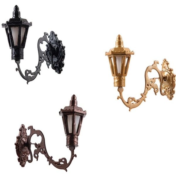 1/87 Skala Model Væglampe Varm Gul Svane Lamper Gadelampe Jernlamper, Sort