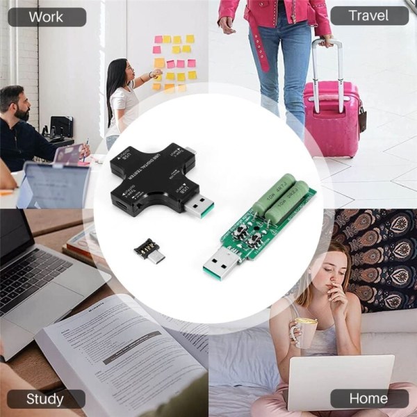 USB C-testare, 2 i 1 USB-testare Typ C Färgskärm IPS Digital Multimeter, Spänning, , , Temperatur, med Laddare