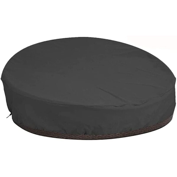Rund Sofa Bed Beskyttelsesbetræk med Skulderrem & Håndtag, Vandafvisende Havebed Betræk, Rund Solstol Betræk i 210D Oxford, Vindtæt - Sort