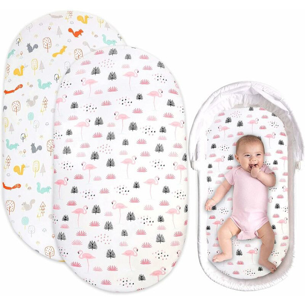 Bassinet-vaunun pehmeä lakanasetti, 2 osaa 82 x 41 x 8 cm vauvan pehmeä lakanasetti, vauvan patjan suojus, premium-patja vaunuun, bassinet-vaunuun