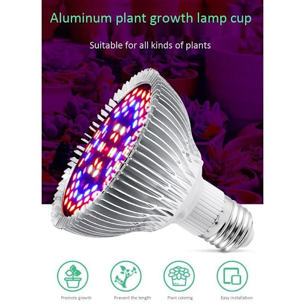 E27/E26 80W Kasvikasvatuslamppu Led Täyden Spektrin Kasvatuslamppu Taimen Kukka Phytolamppu Sisätilojen Hydroponisille Kasveille