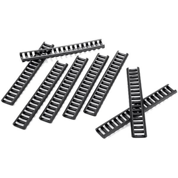 8 stk. blød polymer let installationsstige, 18 slots, sort