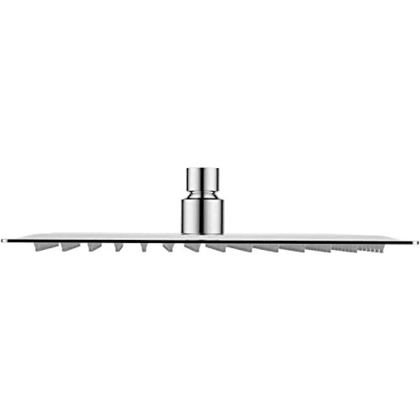 Dusjhode i rustfritt stål - Vannbesparende dusj, 25 cm firkantet dusjhode, universal regndusjhode 1/2 tommers gjenger, 360° roterbar, 30° tiltbar