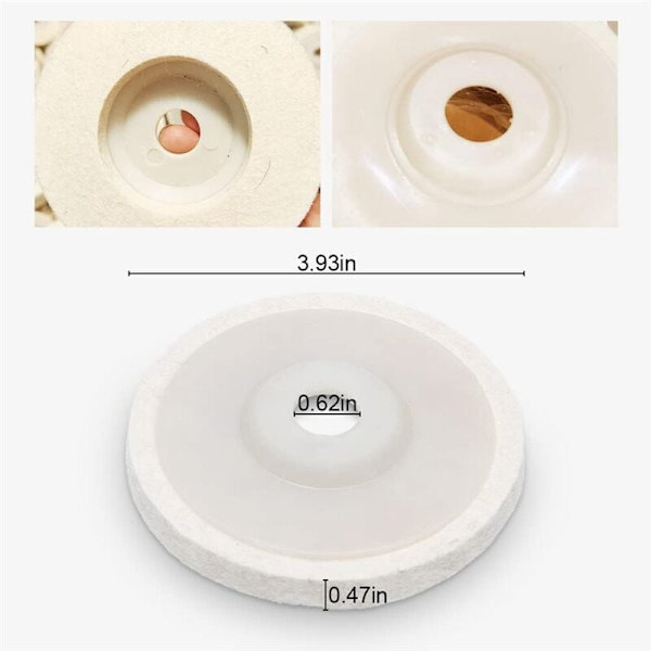 Sats med 8 ullpoleringsskivor för vinkelslip, 100 mm dyna, filtdynor