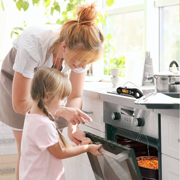 Kökstermometer, 3s Instant Avläsning Kocktermometer, Kötttermometer, Med LCD-Bakgrundsbelyst Skärm, Vikbar Sond för Matlagning, Kött, Grill, Ste