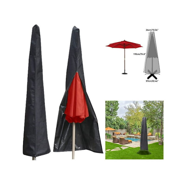 Parasolbetræk, Vandtæt Lynlås Patio Parasolbetræk, UV-resistent, Passer til 6-11ft Parasol, Patio Markise, Udendørs Have - RWParasolbetræk