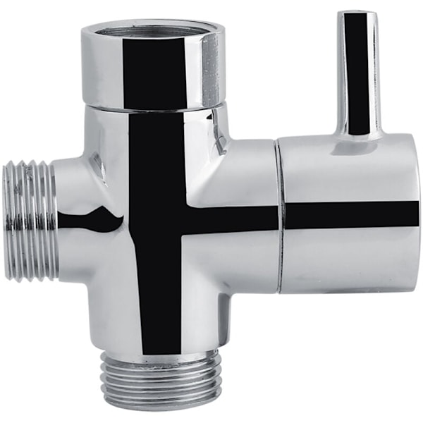 3-vägs T-formad avledare avstängningsventil Dusch Toalett Bidet Spraymunstycke Vattenadapter Kromfärg