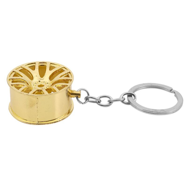 Metal Bil Nøglering Auto Hjul Nav Logo Nøglering Auto Reparation Dele Bil Mini Hjul Fælg Nøgle Kæde Guld