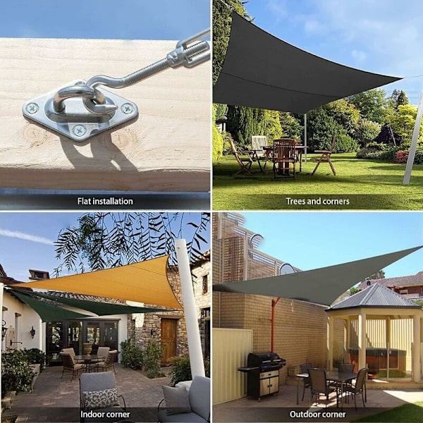 Skygge Sejl Hardware Kit, 304 Rustfrit Stål Solsejl Installations Kit, 15cm til Installation af Rektangulære og Trekantede Skygge Sejl til Terrasse, Have, 6