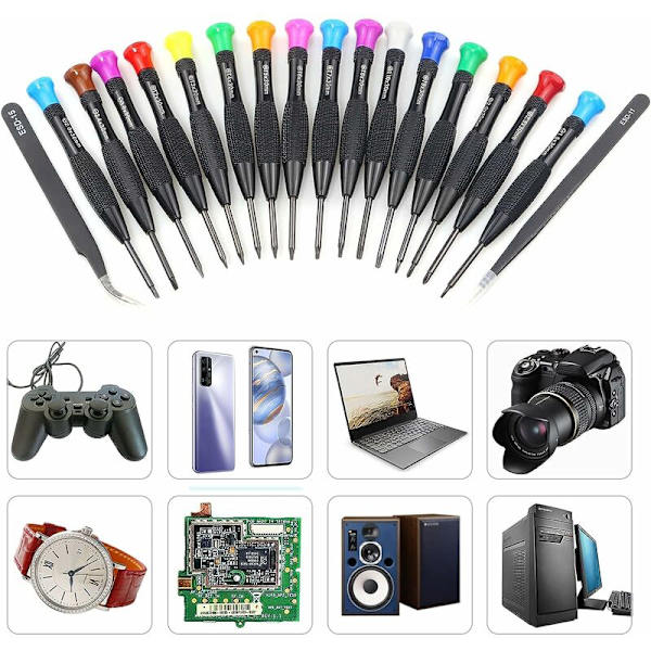 18 deler Torx skrutrekker Mini magnetisk Torx Flathead Phillips Små pinsett Skrutrekkere med T2 T3 T4 T5 T6 T7 T8 T9 T10 for Xbox datamaskin Telefon