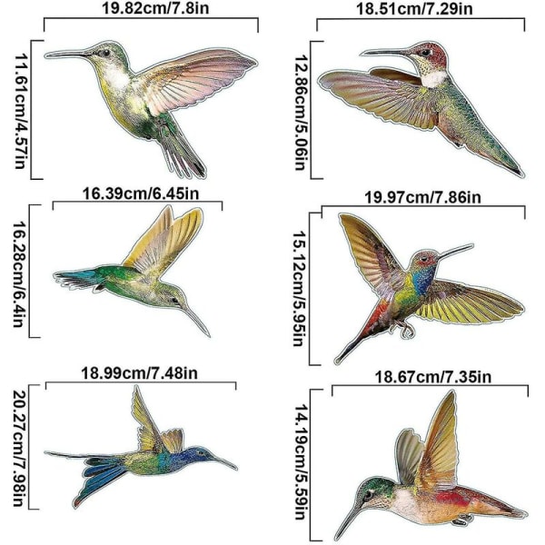 Anti-törmäys ikkunatarra 6 kpl Kolibri ikkunatarra Linnut ikkunatarrat Lasitarra Anti-törmäys tarra Ikkunatarra
