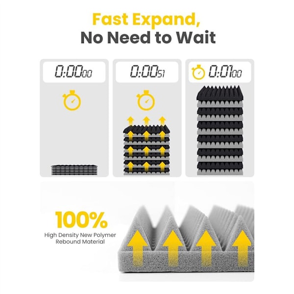 12 Pak Lydisolerede Akustiske Skumplader Selvklæbende 2 X Tommer Pyramidform til Hjemmestudio, Sort + Grå