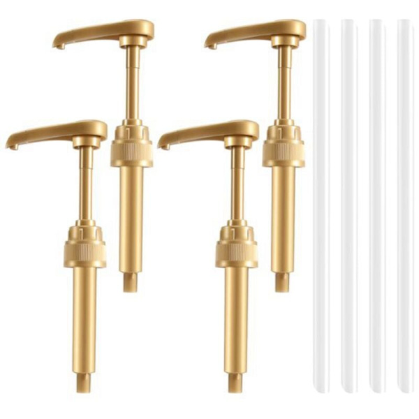 10 st Kaffeesirap Pump Dispenser, Lämplig för 750 ml Kaffesmaksatta Sirapflaskor, Lämplig för Kaffebarer med 4 Skedar