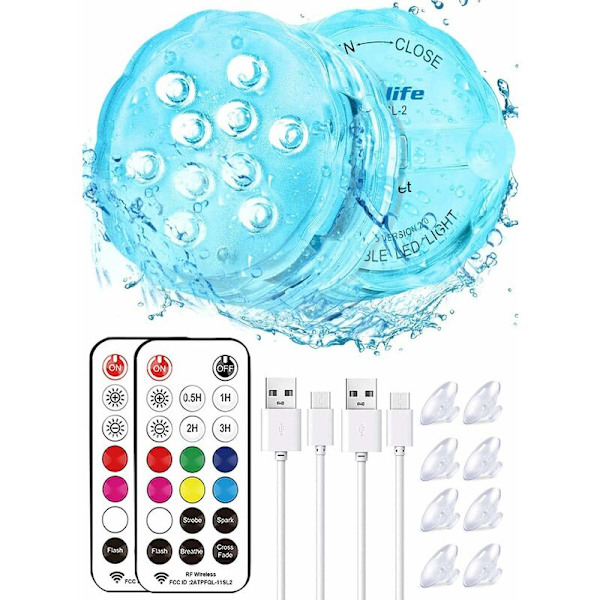 USB Genopladeligt LED Vandfast Lys med Fjernbetjening wrgb Dekorativ Farve LED Vandfast Natlys Belysning Akvarium LED Over Jord P