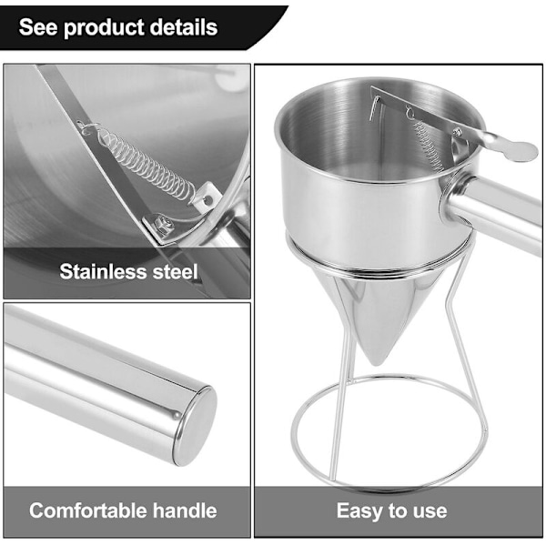 Batter Dispenser, Pandekagedej Dispenser, Rustfrit Stål Batter Separerende Hopper med Håndtag og R