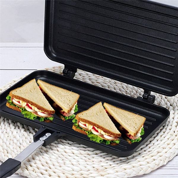 Sandwich Maker Non-Stick Gas Brød Toast Morgenmad Pandekage Bagning BBQ Ovn Form Grill Stegepande