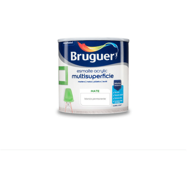 Esm.Acrylic Multisp.White Matt Permanent 0,250l 5160685 Bruguer