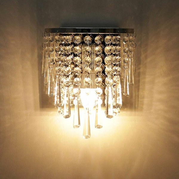 Moderne Krystallvegglampe K9 Innendørs Vegglampe Krystall Kromfinish Rustfritt Stål Lampebase E14 for Soverom Stue Gård Trapp Jenterom