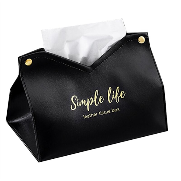 PU Leather Tissue Box Retro Case Home Container Napkin Holder Paper Storage Office Pumping Black