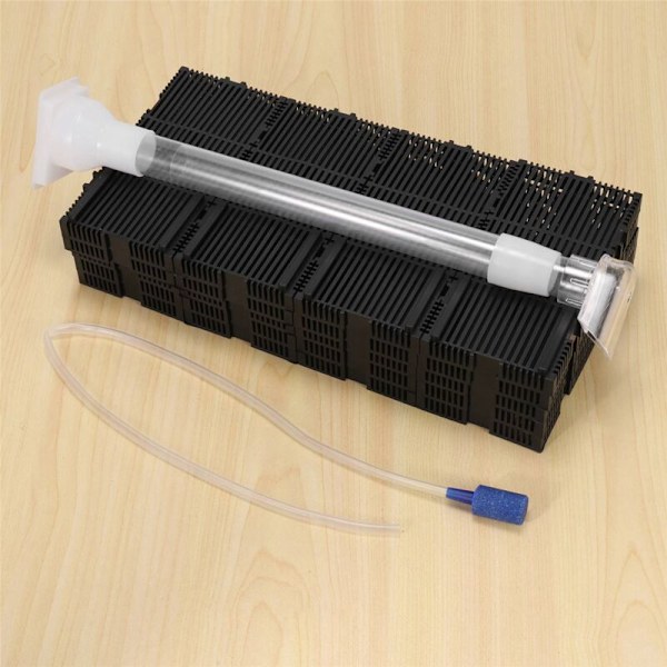 60 stk. svart akvariefilter i plast under grus + luftledning + fleksibel slange