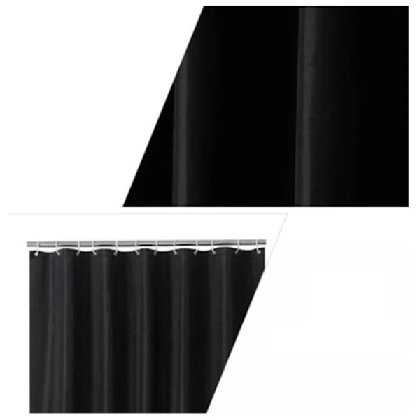 Sort, tykt vandtæt polyester bruseforhæng 200x200cm
