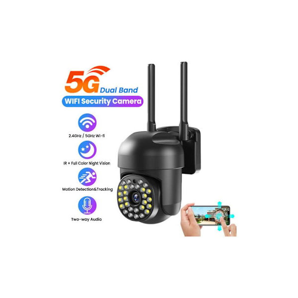 2 Megapikselin värillinen HD 5G Wifi IP PTZ ulkokamera AI:lla, automaattisella seurannalla ja IR-yökatseluominaisuudella (valkoinen)