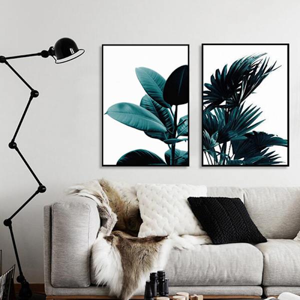 2 st/set GRÖN PLANTA Canvas Art Print Vägg Affisch Väggbilder Väggkonst Målning för Sovrum Vardagsrum Dekoration Ram ingår ej 40cm 50cm