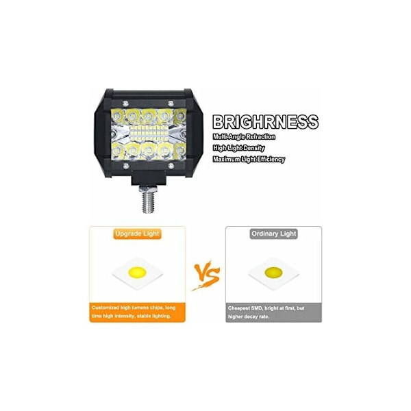 60W LED arbeidslys, 2 stk 4 tommer 6000K 5000 LM 9V-30V Vanntett IP65 Nilight LED-frontlys Lang rekkevidde LED arbeidslys, Flom tåkelys for lastebil ATV/S