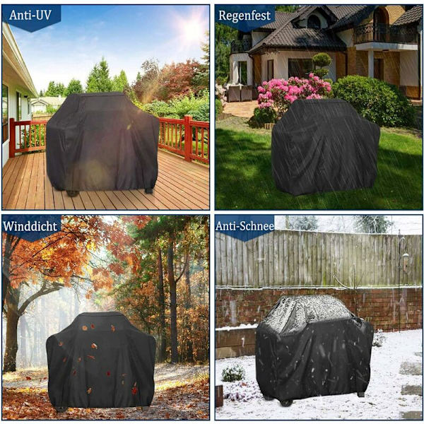 Grillskydd, Oxfordtyg, BBQ-skydd, vattentätt grillskydd med dragsko för golvmontering, vindtätt väderskydd för utomhusbruk (XL-