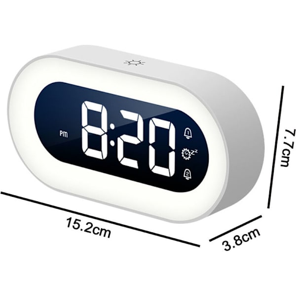 Liten Färgrik LED Digital Väckarklocka med Snooze, Enkel att Använda, Fullt Justerbar Ljusstyrka, Justerbar Alarmvolym, Strömadapter, Kompakt