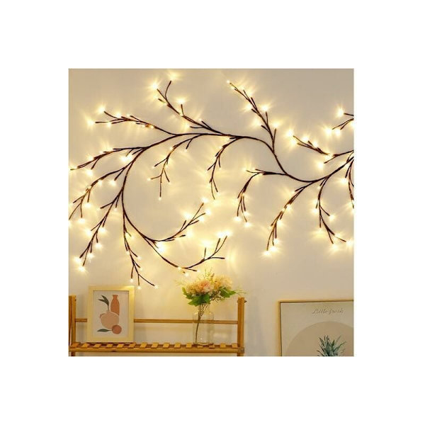 Rattanlampor Julbelysning Inomhus Vägglampor Konstgjord Växtgrenbelysning Väggdekorbelysning (Varmvit) - RWLighted Tree
