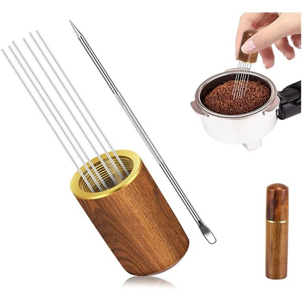 Espresso Dispenseringsrøre-værktøj, 6 nåle Espresso Kafferører Espresso Nåle Dispenser med Latte Pen